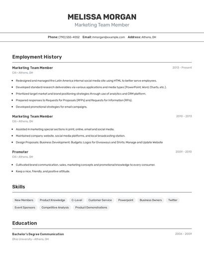 Resume example 2