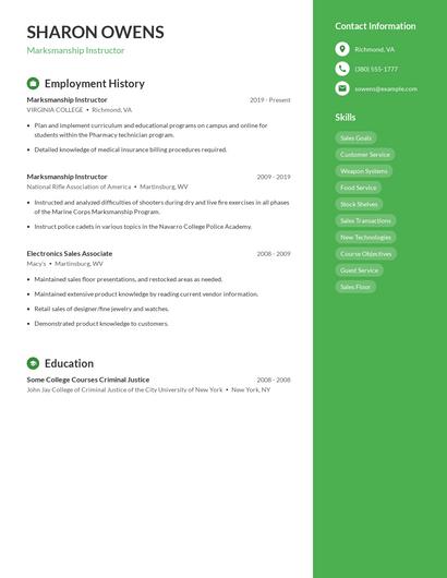 Marksmanship Instructor Resume