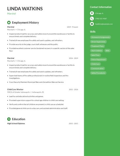 Marshal Resume