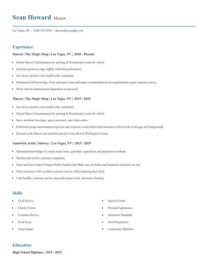 Mascot Resume