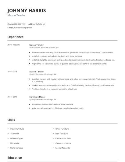 Mason Tender Resume