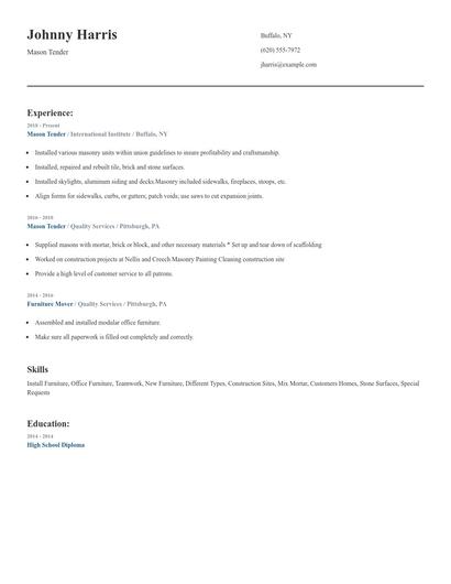 Mason Tender Resume