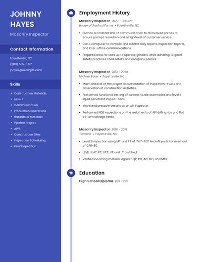 Masonry Inspector Resume