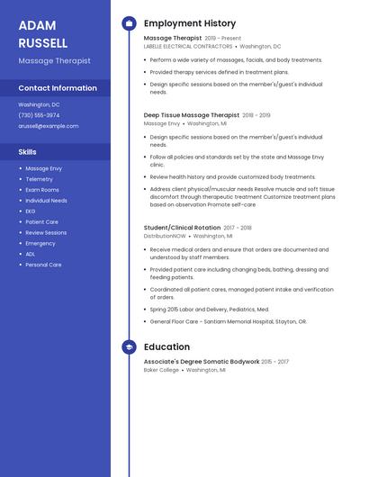 Massage Therapist Resume