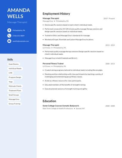 Massage Therapist Resume