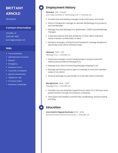 Masseur Resume