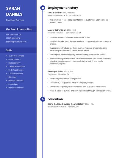 Master Barber Resume