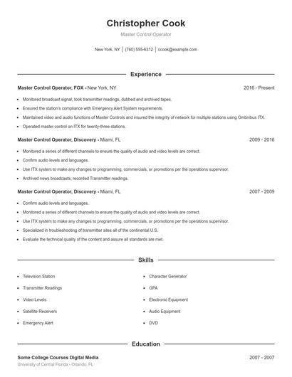 Resume example 1