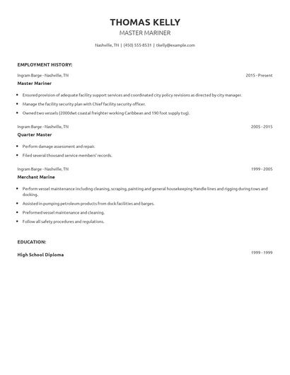Master Mariner Resume