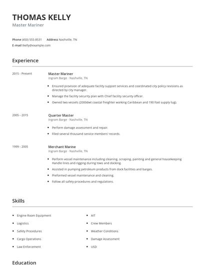 Master Mariner Resume