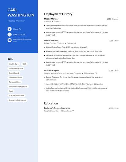Master Mariner Resume
