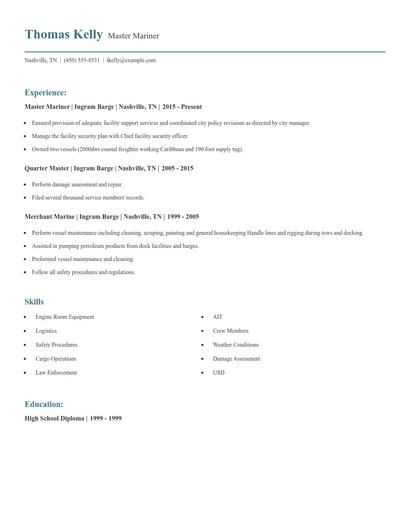 Master Mariner Resume