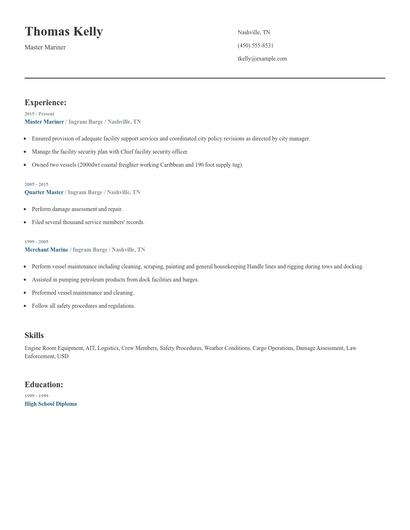 Master Mariner Resume