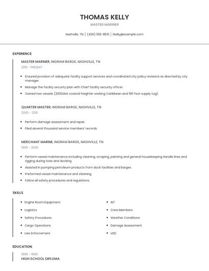 Master Mariner Resume
