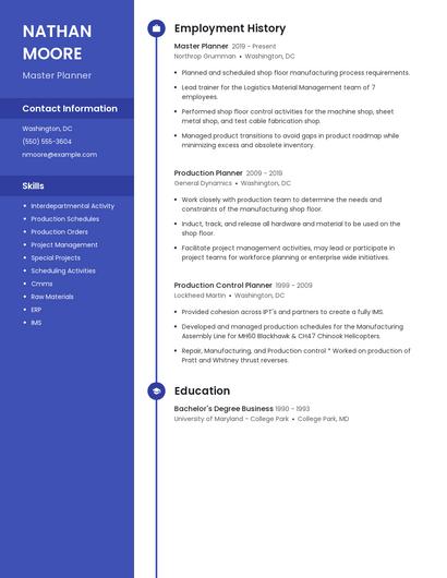 Master Planner Resume