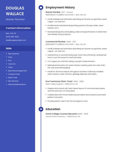 Master Plumber Resume