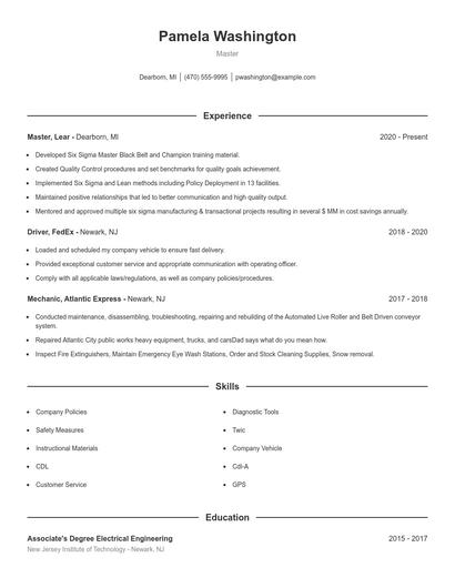 Resume example 1
