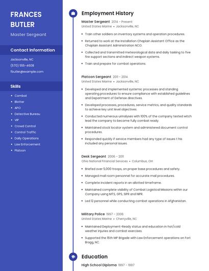 Master Sergeant Resume