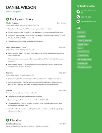 Master Sergeant Resume