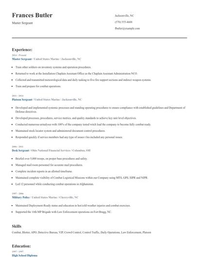 Master Sergeant Resume