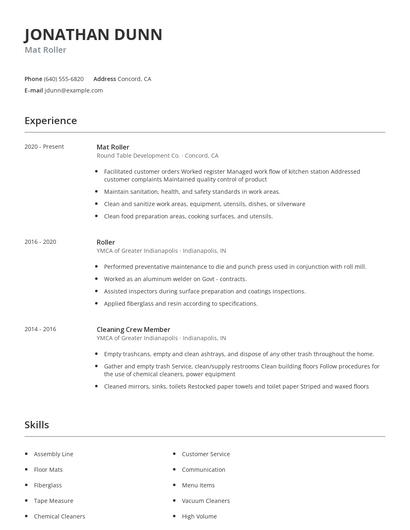 Mat Roller Resume