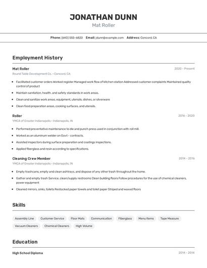 Mat Roller Resume