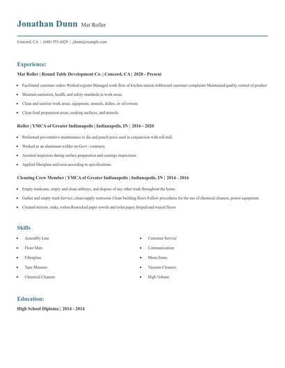 Mat Roller Resume