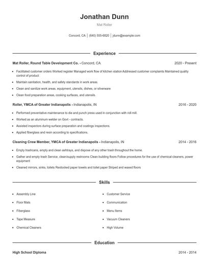 Mat Roller Resume