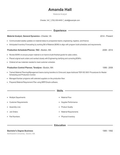 Resume example 1