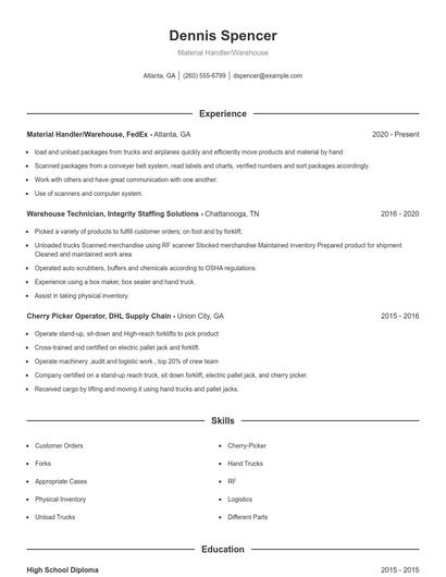 Resume example 1