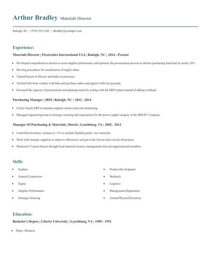 Materials Director Resume