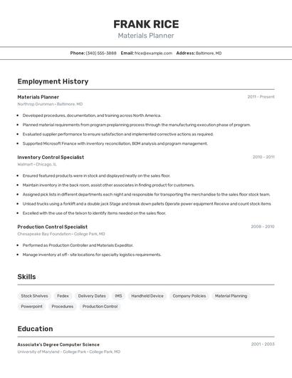 Resume example 2