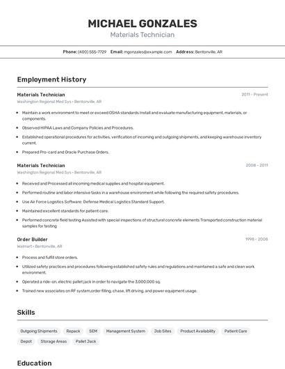 Resume example 2