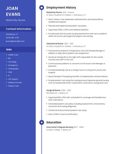 Maternity Nurse Resume