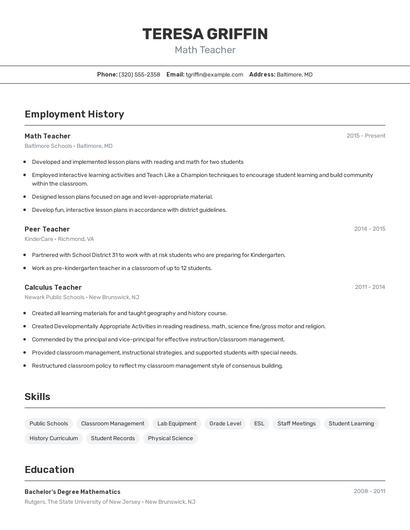 Resume example 2