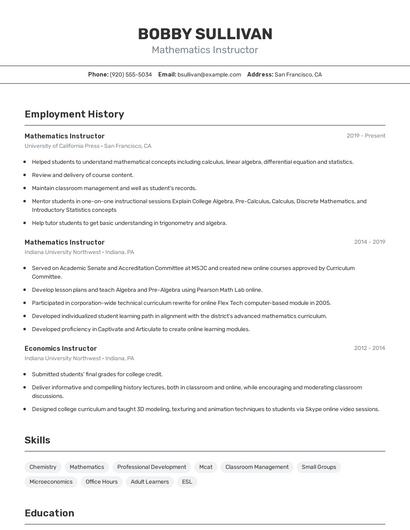 Resume example 2