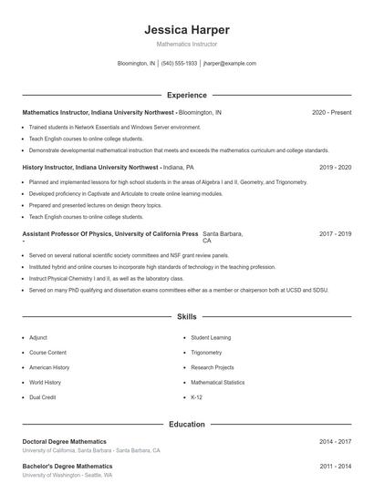 Resume example 1
