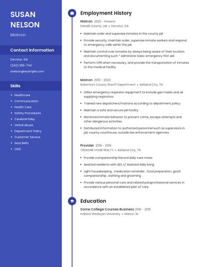 Matron Resume