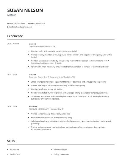 Matron Resume
