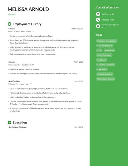 Matron Resume