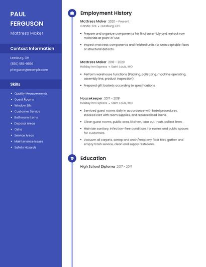 Mattress Maker Resume