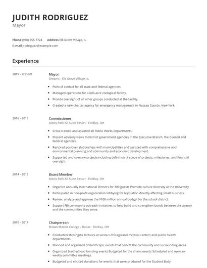 Mayor Resume