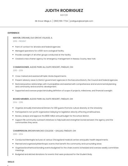 Mayor Resume