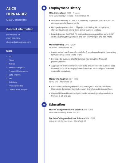 MBA Consultant Resume