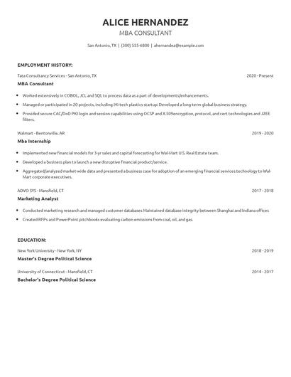 MBA Consultant Resume
