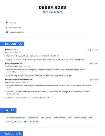 MBA Consultant Resume