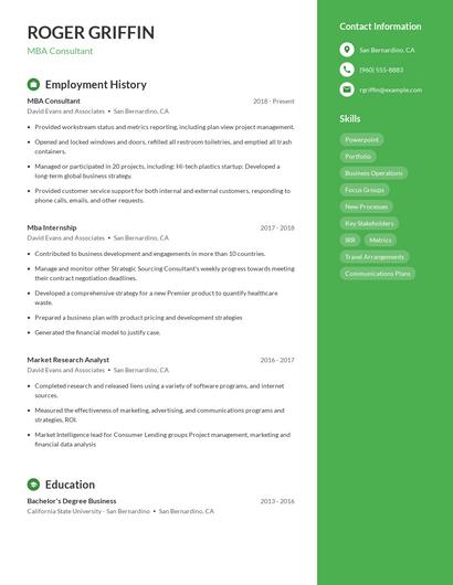 MBA Consultant Resume