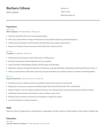 MDS Coordinator Resume