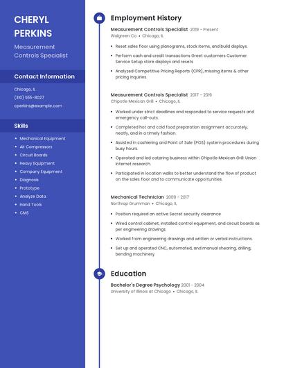 Measurement Controls Specialist Resume