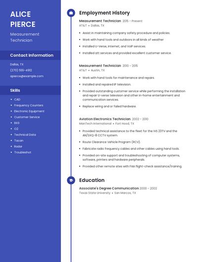 Measurement Technician Resume